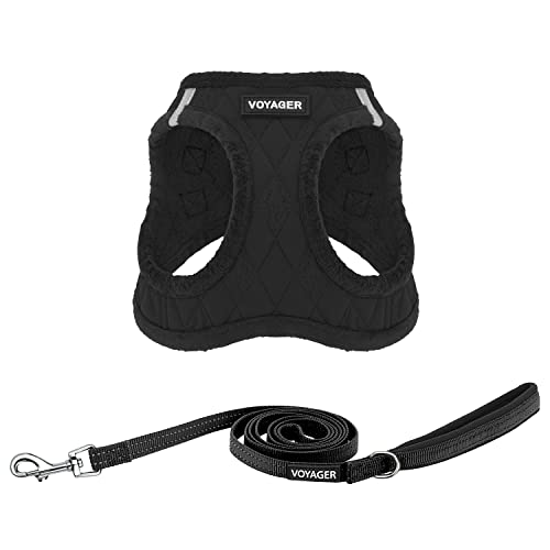 Best Pet Supplies Voyager Step-In Plush Dog Harness - Soft Plush, Step in Vest Harness for Small and Medium Dogs by Best Pet Supplies - Black Cord (Leash Bundle), L (Brust: 45,7-52,1 cm) von Best Pet Supplies