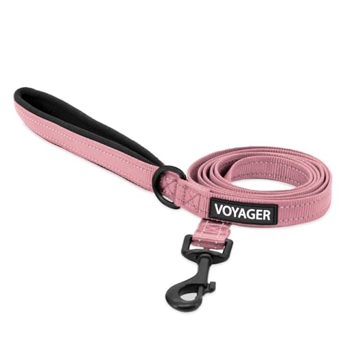 Voyager Reflektierende Hundeleine mit Neoprengriff, 1,5 m lang, unterstützt kleine, mittelgroße und große Rassen, niedlich und strapazierfähig zum Gehen, Laufen und Training, Rosa, M von Best Pet Supplies
