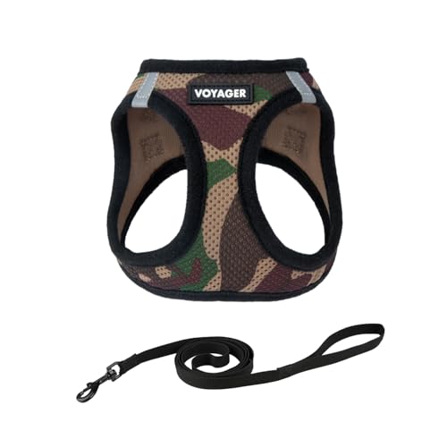 Voyager Step-in-Air-Geschirr für Katzen, Allwetter-Netzgewebe, Step-in-Weste, Geschirr für kleine und große Katzen, von Best Pet Supplies – Armee-Basis, Größe M (Brustumfang 38,1–43,2 cm) von Best Pet Supplies