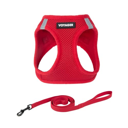 Voyager Step-in-Air-Geschirr für Katzen, Allwetter-Netzgewebe, Step-in-Weste, Geschirr für kleine und große Katzen, von Best Pet Supplies – Rot, Größe M (Brustumfang 38,1–43,2 cm) von Best Pet Supplies