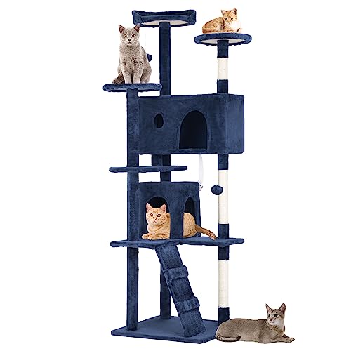 BestPet Kratzbaum, Turm für Indoor-Katzen, mehrstufiges Katzenmöbel, Aktivitätszentrum mit Kratzbäumen, Ständer, Haus, Katzenhütte mit lustigem Spielzeug für Kätzchen, Haustier-Spielhaus, 177,8 cm, von BestPet