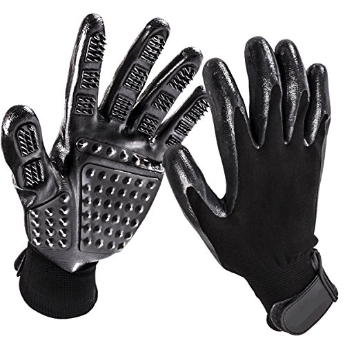 Bestbuy Fellpflege-Handschuhe – Verbessertes Fünf-Finger-Design Gummi Handschuh sanfte Enthaarungsbürsten für Katzen, Hunde und Pferde (schwarz) von Bestbuy