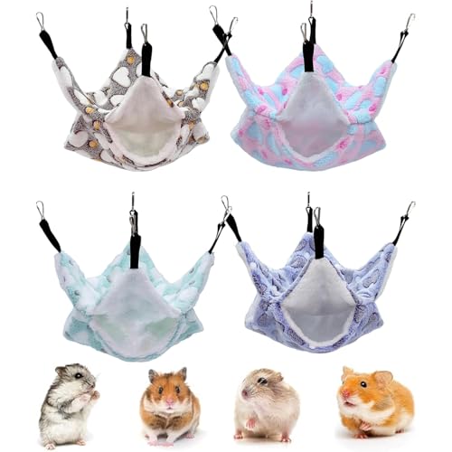 4 Stück Haustierkäfighängematte, Hängende Kleintierbetten, Rattenhängematten, Warme Nager Hängematte, Weich Und Bequem, Für Frettchen, Meerschweinchen, Hamster Und Andere Kleintiere von Bestevery