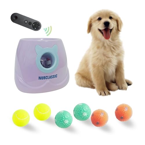 BESTHLS Interaktiver automatischer Tennisballwerfer für kleine mittelgroße Hunde, 3 - 9 m Suchdistanz (lila, Fernbedienung im Lieferumfang enthalten) von Besthls