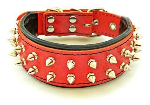 Bestia™ "Frenchie Echtleder Hundehalsband mit Schraubspitzen in Rot. Handgefertigt. Top Qualität! von Bestia