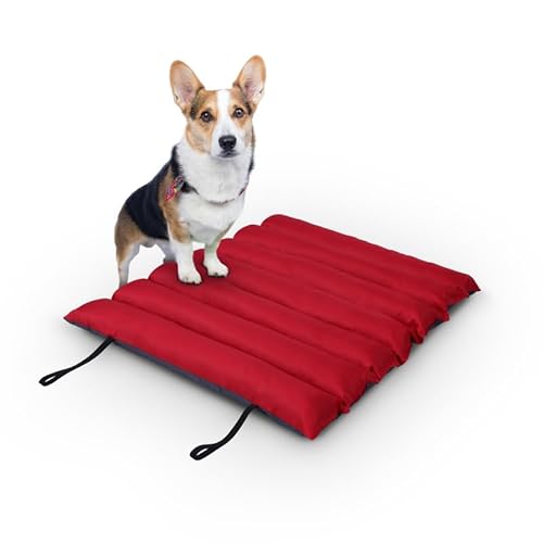 Bestlivings Hundematte 85x70cm (Rot) - Outdoor - wasserabweisend & atmungsaktiv - Hundebett gepolstert - waschbares Hundekissen für draußen von Bestlivings