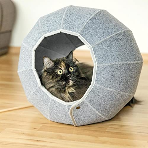Katzenhöhle Kugelform, 44x44cm vielseitig verwendbar - Katzenkorb zum Schlafen und Ausruhen, zusammenklappbar Katzenbett von Bestlivings