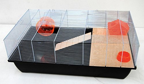 Bestsale24 GmbH Mäusekäfig Hamsterkäfig Nagerkäfig 78x47x30cm schwarz mit Zubehör von Bestsale24 GmbH