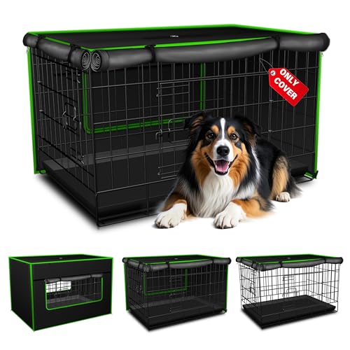 Bethshaya 121,9 cm Hundekäfig-Abdeckung – robuste Hundehüttenabdeckung für Drahtkäfig, Schutz für drinnen und draußen (schwarz, 121,9 cm L x 76,2 cm B x 83,2 cm H) von Bethshaya