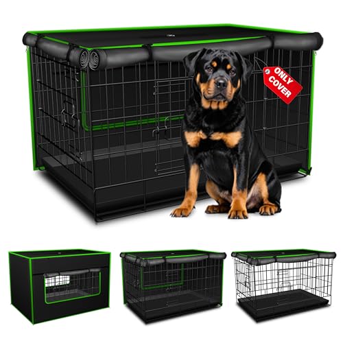 Bethshaya Hundekäfig-Abdeckung, 137 cm, robuste Abdeckung für Drahtkäfig, Schutz für drinnen und draußen, 137 cm L x 94 cm B x 114 cm H (schwarz) von Bethshaya