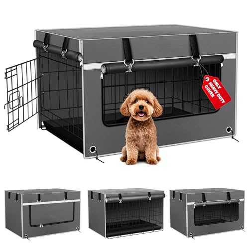Bethshaya Hundekäfig-Abdeckung, 61 cm, superdicker, lichtblockierender Stoff, 61 x 45 x 50 cm (L x B x H), robuste Abdeckung für Hundekäfige, für den Innen- und Außenbereich, Grau (nur Abdeckung) von Bethshaya