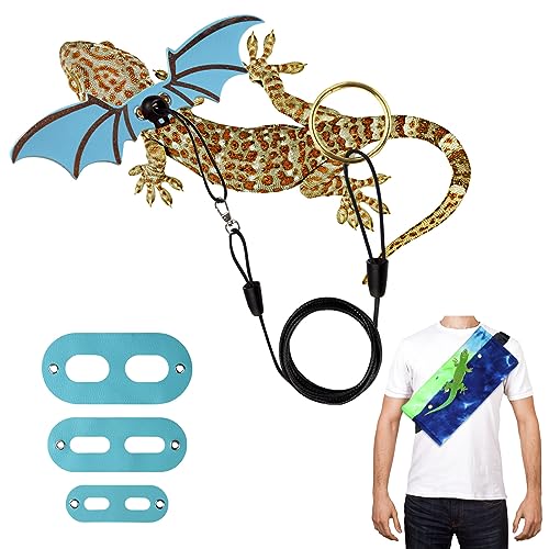 Bearded Dragon Carrier Sling, Adjustable Blue Bearded Dragon Leash with Wings, Pet Carrier Backpack for Bearded Dragon Reptile (Blue) von Betinyar
