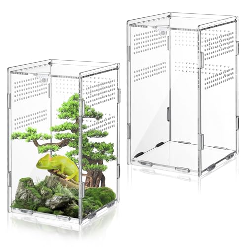 Springspinnengehege, 2 Sets, 11,9 x 11,9 x 20,1 cm, Vogelspinnen-Gehege mit Verriegelung, Schnecken-Terrarium, Acryl-Spinnenbox, Terrarium für Reptilien, springende Spinnen (transparent, 11,9 x 11,9 x Springspinnengehege, 2 Sets, 11,9 x 11,9 x 20,1 cm, Vogelspinnen-Gehege mit Verriegelung, Schnecken-Terrarium, Acryl-Spinnenbox, Terrarium für Reptilien, springende Spinnen (transparent, 11,9 x 11,9 x von Betinyar