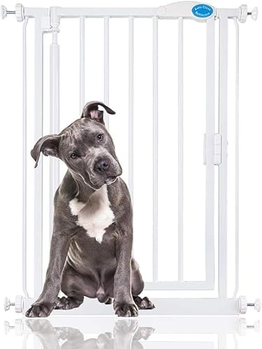 Bettacare Auto Close Haustiergitter, 61cm - 66.5cm, Weiß, Extra Schmal, Schmales Druckmontage-Treppengitter für Hunde & Welpen, Sicherheitsgitter für schmale Türen, Flure und Räume von Bettacare