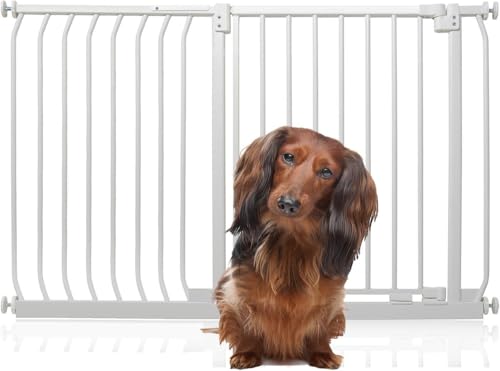 Bettacare Elite Hundegitter, 125cm - 134cm, Matt Weiß, Druckbefestigung Hundegitter für Hunde und Welpen,Barrière Einfache Installation von Bettacare