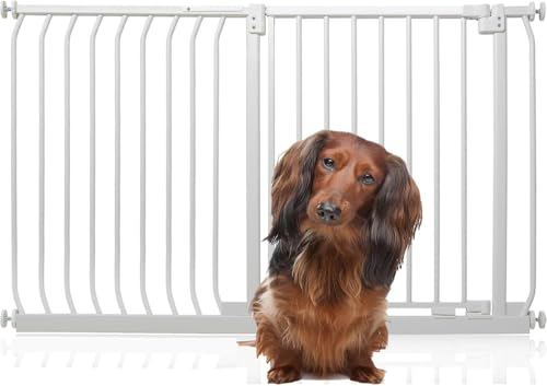 Bettacare Elite Hundegitter, 134cm - 143cm, Matt Weiß, Druckbefestigung Hundegitter für Hunde und Welpen,Barrière Einfache Installation von Bettacare