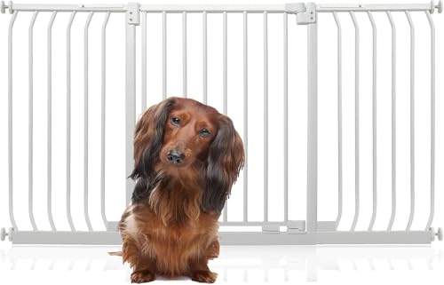 Bettacare Elite Hundegitter, 143cm - 152cm, Matt Weiß, Druckbefestigung Hundegitter für Hunde und Welpen,Barrière Einfache Installation von Bettacare