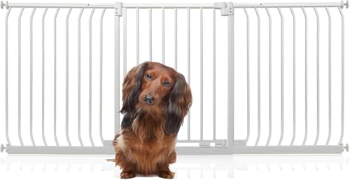 Bettacare Elite Hundegitter, 197cm - 206cm, Matt Weiß, Druckbefestigung Hundegitter für Hunde und Welpen,Barrière Einfache Installation von Bettacare