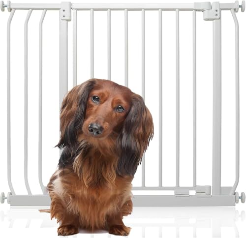 Bettacare Elite Hundegitter, 80cm - 89cm, Matt Weiß, Druckbefestigung Hundegitter für Hunde und Welpen,Barrière Einfache Installation von Bettacare