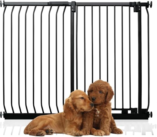 Bettacare Extra Tall Elite Hundegitter, 116cm - 125cm, Matt Schwarz, Extra Hoch 96.8cm in der Höhe, Druckbefestigung Hundegitter für Hunde und Welpen,Barrière Einfache Installation von Bettacare