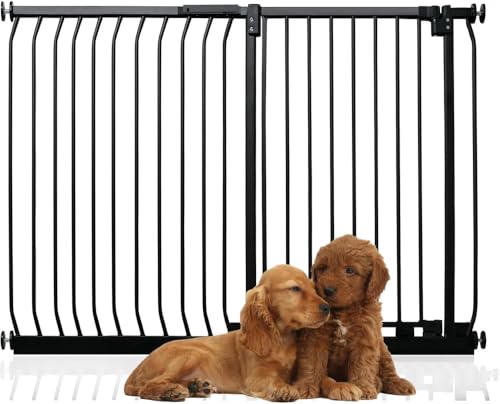 Bettacare Extra Tall Elite Hundegitter, 134cm - 143cm, Matt Schwarz, Extra Hoch 96.8cm in der Höhe, Druckbefestigung Hundegitter für Hunde und Welpen,Barrière Einfache Installation von Bettacare
