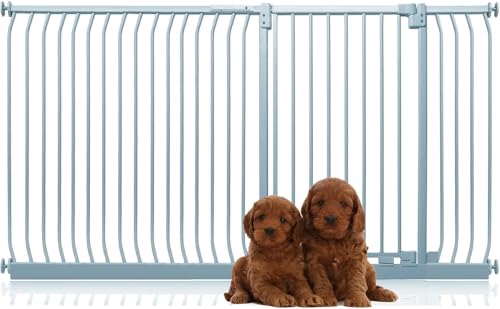 Bettacare Extra Tall Elite Hundegitter, 198cm - 207cm, Matt Grau, Extra Hoch 96.8cm in der Höhe, Druckbefestigung Hundegitter für Hunde und Welpen,Barrière Einfache Installation von Bettacare