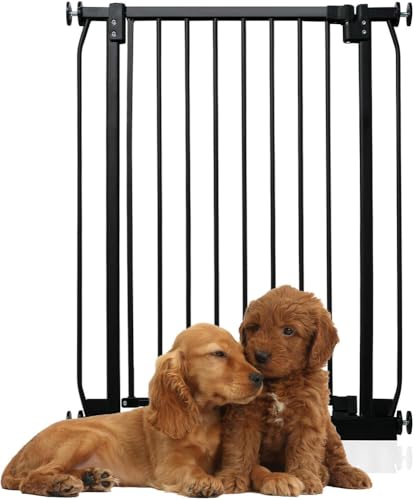 Bettacare Extra Tall Elite Hundegitter, 71cm - 80cm, Matt Schwarz, Extra Hoch 96.8cm in der Höhe, Druckbefestigung Hundegitter für Hunde und Welpen,Barrière Einfache Installation von Bettacare