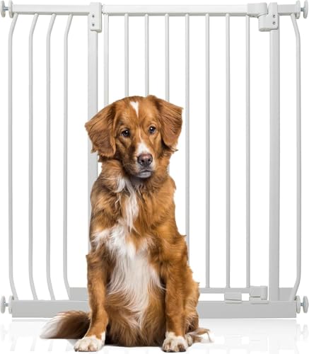 Bettacare Extra Tall Elite Hundegitter, 89cm - 98cm, Matt Weiß, Extra Hoch 96.8cm in der Höhe, Druckbefestigung Hundegitter für Hunde und Welpen,Barrière Einfache Installation von Bettacare