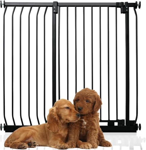 Bettacare Extra Tall Elite Hundegitter, 98cm - 107cm, Matt Schwarz, Extra Hoch 96.8cm in der Höhe, Druckbefestigung Hundegitter für Hunde und Welpen,Barrière Einfache Installation von Bettacare