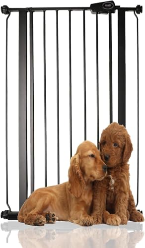 Bettacare Extra Hohes Druckmontierte Premium Haustiergitter, 68.5cm - 75cm, Mattschwarz, Druckmontierte Treppengitter für Hunde, Sicherheitsbarriere, Einfache Montage von Bettacare