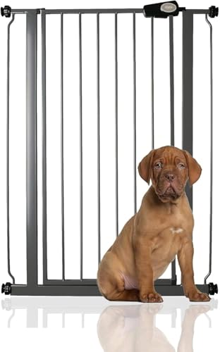 Bettacare Extra Hohes Druckmontierte Premium Haustiergitter, 75cm - 83cm, Schiefergrau, Druckmontierte Treppengitter für Hunde, Sicherheitsbarriere, Einfache Montage von Bettacare