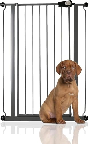 Bettacare Extra Tall Druckmontierte Premium Haustiergitter, 75cm - 83cm, Schiefergrau, Druckmontierte Treppenschutzgitter für Hunde, Sicherheitsbarriere für Welpen, einfache Installation von Bettacare