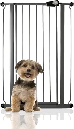 Bettacare Extra Hohes Druckmontierte Premium Haustiergitter, 68.5cm - 75cm, Schiefergrau, Druckmontierte Treppengitter für Hunde, Sicherheitsbarriere, Einfache Montage von Bettacare