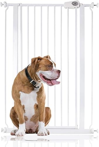 Bettacare Extra Tall Druckmontierte Premium Haustiergitter, 75cm - 84cm, Weiß, Druckmontierte Treppenschutzgitter für Hunde, Sicherheitsbarriere für Welpen, einfache Installation von Bettacare