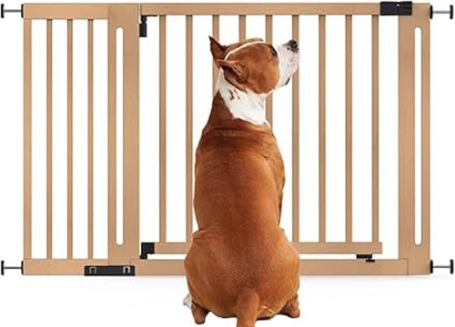 Bettacare Naturholz Elegance Treppenschutzgitter, Natur, 125cm - 133cm, Druckmontage Sicherheitsgitter, 73cm Extra Breite Türöffnung, Extra Breites Gitter für Welpen, Hunde und Haustiere von Bettacare