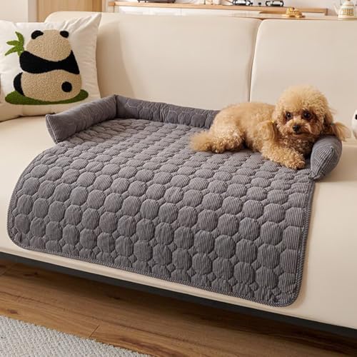Bettschlange Hundedecke Sofa mit Rand, Sofaschutz Hund, Hundebett für Sofa Waschbar Flauschig Hundebett, rutschfest Hundekissen, mittelgroße Hunde,75x75cm,Dunkelgrau Bettschlange Hundedecke Sofa mit Rand, Sofaschutz Hund, Hundebett für Sofa Waschbar Flauschig Hundebett, rutschfest Hundekissen, mittelgroße Hunde,75x75cm,Dunkelgrau von Bettschlange