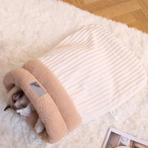 Katzenschlafsack, Warm Katzenbett, Bequemes Katzen Schlafsack, Cat Sleeping Bag, Haustierhöhlenbett, Warmes Katzennest im Herbst und Winter,L: 54 x 45 x 41 cm,Beige Katzenschlafsack, Warm Katzenbett, Bequemes Katzen Schlafsack, Cat Sleeping Bag, Haustierhöhlenbett, Warmes Katzennest im Herbst und Winter,L: 54 x 45 x 41 cm,Beige von Bettschlange