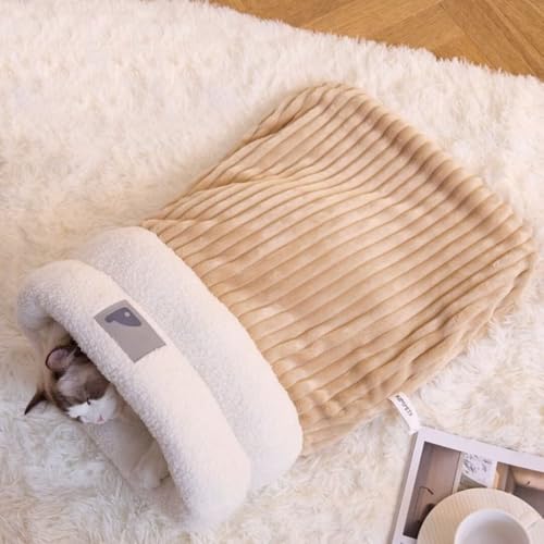 Katzenschlafsack, Warm Katzenbett, Bequemes Katzen Schlafsack, Cat Sleeping Bag, Haustierhöhlenbett, Warmes Katzennest im Herbst und Winter,L: 54 x 45 x 41 cm,Braun Katzenschlafsack, Warm Katzenbett, Bequemes Katzen Schlafsack, Cat Sleeping Bag, Haustierhöhlenbett, Warmes Katzennest im Herbst und Winter,L: 54 x 45 x 41 cm,Braun von Bettschlange