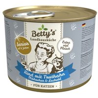 Betty's Landhausküche SENIOR Rind mit Truthahn, Möhrchen & Lachsöl 6x 200g für Katze von Betty's Landhausküche