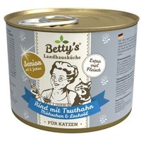 Betty's Landhausküche SENIOR Katze Rind mit Truthahn, Möhrchen & Lachsöl 6x200 g von Betty's Landhausküche