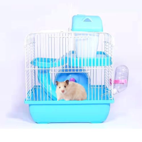 Beue Kleiner Hamsterkäfig, geeignet für kleine Hamster, Wüstenrennmäuse, Kaninchen und andere Kleintiere, tragbares Hamstermobil für den Ausflug, 23 * 18 * 30cm,Blue von Beue