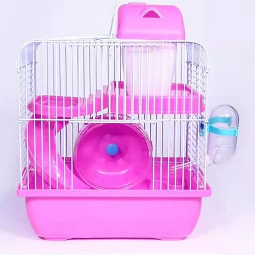 Beue Kleiner Hamsterkäfig, geeignet für kleine Hamster, Wüstenrennmäuse, Kaninchen und andere Kleintiere, tragbares Hamstermobil für den Ausflug, 23 * 18 * 30cm,Pink von Beue