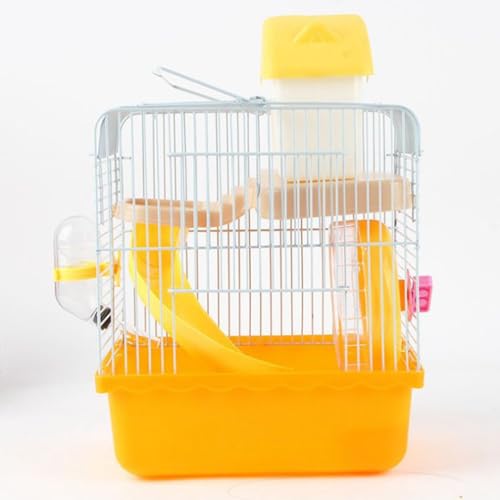 Beue Kleiner Hamsterkäfig, geeignet für kleine Hamster, Wüstenrennmäuse, Kaninchen und andere Kleintiere, tragbares Hamstermobil für den Ausflug, 23 * 18 * 30cm,Yellow von Beue