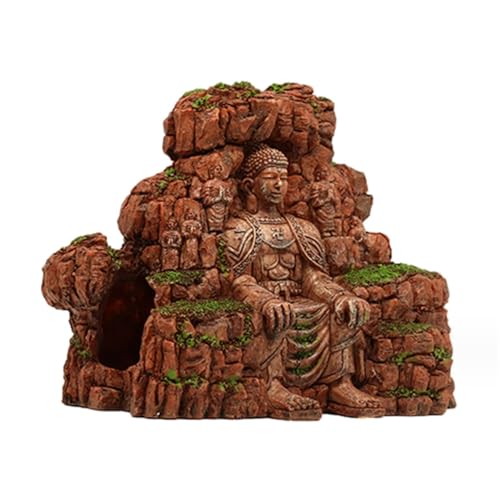 Vintage Buddha Skulptur für Aquarium Reptilien Tank Harz dekorative Ornament für amphibische Reptilien Haustiere und Fische Verstecke Lebensräume und Zucht Nester von Beue