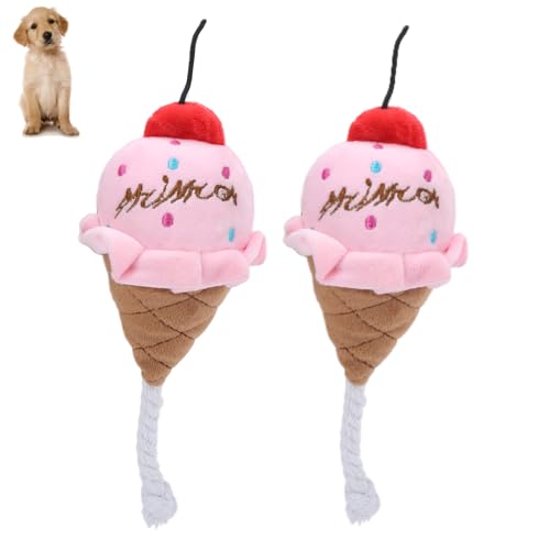 2pcs Eishund quietschendes Spielzeug, weich gefüllte, blühende Hundespielzeug Haustier interaktiv für Welpen (EIS Rosa) von Beufee