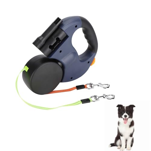 Beufee: Ausziehbare Hundeleine, Doppelte LED-Hundeleine für 2 Hunde, Reflektierend, 3 m, Dark Gray von Beufee