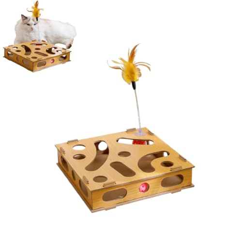 Beufee Interaktives Katzenspielzeug, Katzen-Puzzle-Spielzeug, Katzenspielzeug-Box, Katzen-Puzzle-Futterspender, Krallenschleifen, interaktive interessante Katzen-Spielbox mit Beufee Interaktives Katzenspielzeug, Katzen-Puzzle-Spielzeug, Katzenspielzeug-Box, Katzen-Puzzle-Futterspender, Krallenschleifen, interaktive interessante Katzen-Spielbox mit von Beufee