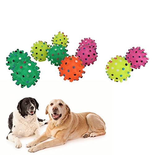 Beufee Quietschball für Hunde, 10 Stück Apportierbälle mit Spikes, weiches Zahnreinigungsspielzeug für Haustiere, weiche, stabförmige, leuchtende Farben, Kauspielzeug für Hunde zum Beufee Quietschball für Hunde, 10 Stück Apportierbälle mit Spikes, weiches Zahnreinigungsspielzeug für Haustiere, weiche, stabförmige, leuchtende Farben, Kauspielzeug für Hunde zum von Beufee