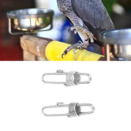 Beufee Vogel-Fußkette, Vogelleine, 2 Stück, Edelstahl, Sittichkäfig, Futterbedarf, Ring, Vogelkäfig, stehend, bewegend, im Freien, Vogelbeinring, verhindert das Entkommen (Doppelte Ringschnalle) von Beufee