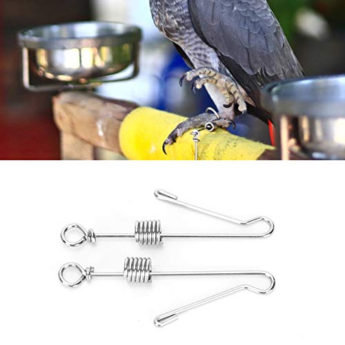 Beufee Vogel-Fußkette, Vogelleine, 2 Stück, Edelstahl, Sittichkäfig, Futterbedarf, Ring, Vogelkäfig, stehend, bewegend, im Freien, Vogelbeinring, verhindert das Entkommen (L) von Beufee